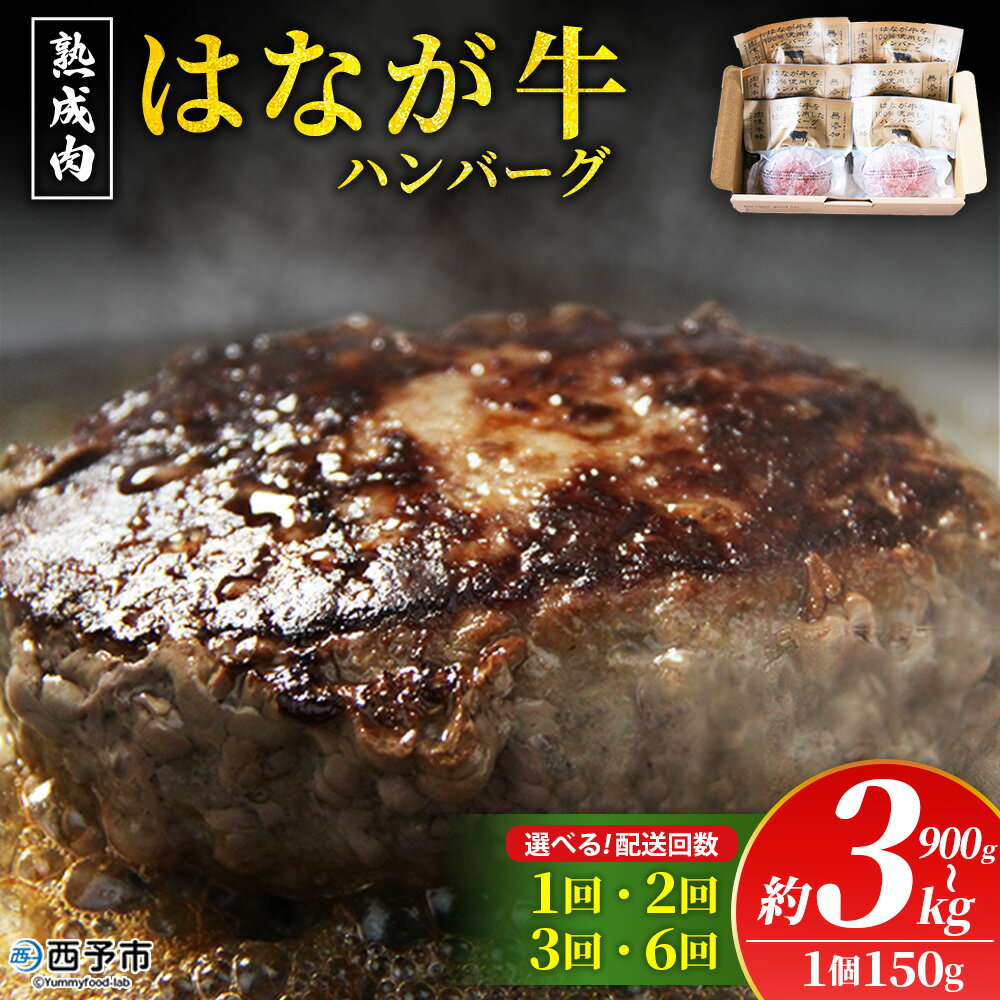 【ふるさと納税】選べる＜熟成肉 はなが牛ハンバーグ 6/10/15/20個（1個150g） 配送回数：1～6回＞ 定期便 肉 お肉 牛肉 牛 ビーフ 肉加工品 お惣菜 洋食 おかず 弁当 国産 小分け 個包装 簡単調理 特産品 ゆうぼく 愛媛県 西予市 【冷凍】『通常：2か月以内に順次出荷予定』