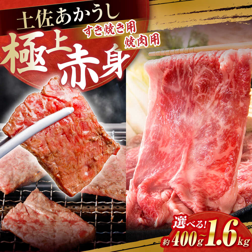 【ふるさと納税】【選べる内容量】土佐あかうし　すき焼き＆焼肉 総計約400g～1.6kg / やわらか ヘルシー うま味凝縮【(有)山重食肉】[ATAP183]