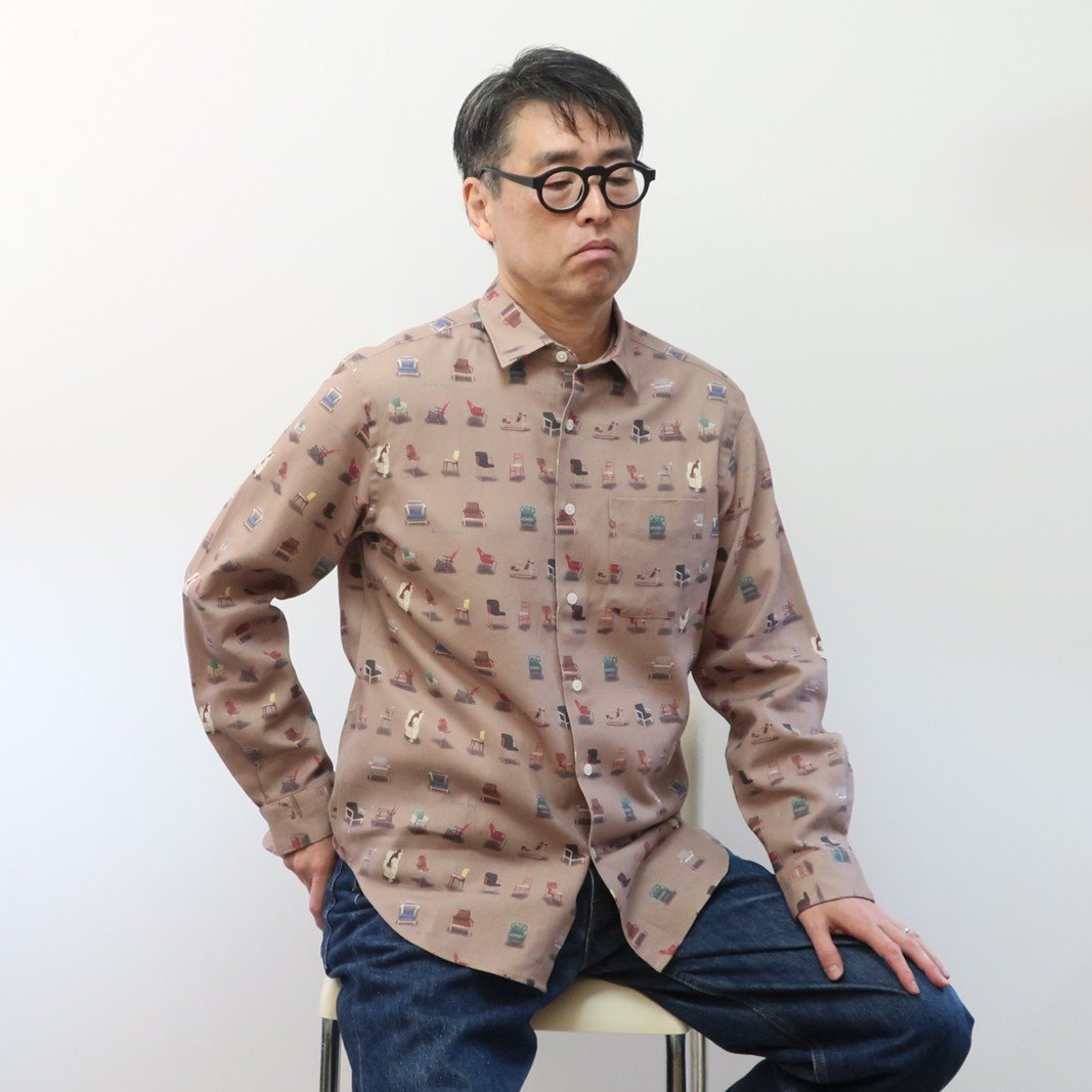 
            CLOFT 長袖プリントシャツ ”チェアー家具” 綿麻ツイル M 新宿区 長袖 シャツ オリジナル 柄 アート チェアー 上質 縫製 プレゼント 贈り物 柄シャツ 0139-011-S07-1
          