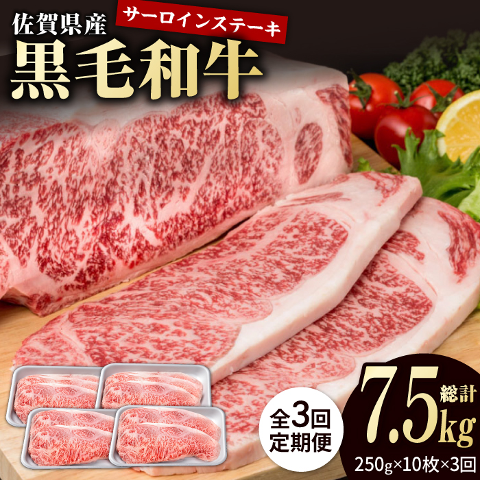 【3回定期便】佐賀県産 黒毛和牛 贅沢 サーロインステーキ 250g×10枚（計2.5kg）【株式会社いろは精肉店】/黒毛和牛 和牛 牛肉 肉 お肉 贅沢 高級 ステーキ サーロイン[IAG096]