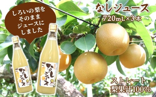 梨ジュース 3本セット 720ml×3本 梨果汁100％ ストレートジュース