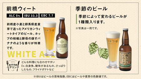 群馬麦酒6本セット＜季節のビール＞ ビール クラフトビール 嬬恋高原ブルワリー 330ml 6本 [AA001tu]