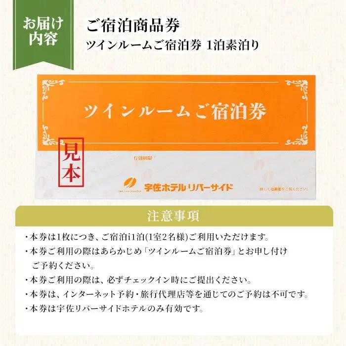 宇佐ホテルリバーサイド 1泊素泊まり宿泊券(ツインルーム) 【117400200】【宇佐ホテルリバーサイド】