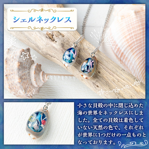 海アクセサリー シェルネックレス (1個) アクセサリー ネックレス ハンドメイド 手作り 首飾り ギフト プレゼント 贈り物 貝殻 1点もの オリジナル 数量限定 【タツノオトシゴ】as50-007