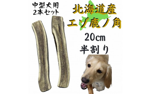 
鹿の角 20cm 半割り 2本 犬のおもちゃ デンタルケア 中型犬 鹿角 北海道産
