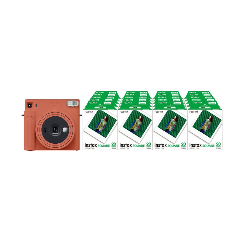 「インスタントカメラinstax™“チェキ”スクエアセット」instax™ スクエアフォーマットフィルム 2パック×20（合計400枚撮影可能）インスタントカメラ“チェキ”「instax SQUARE SQ1™ Terracotta Orange」×1