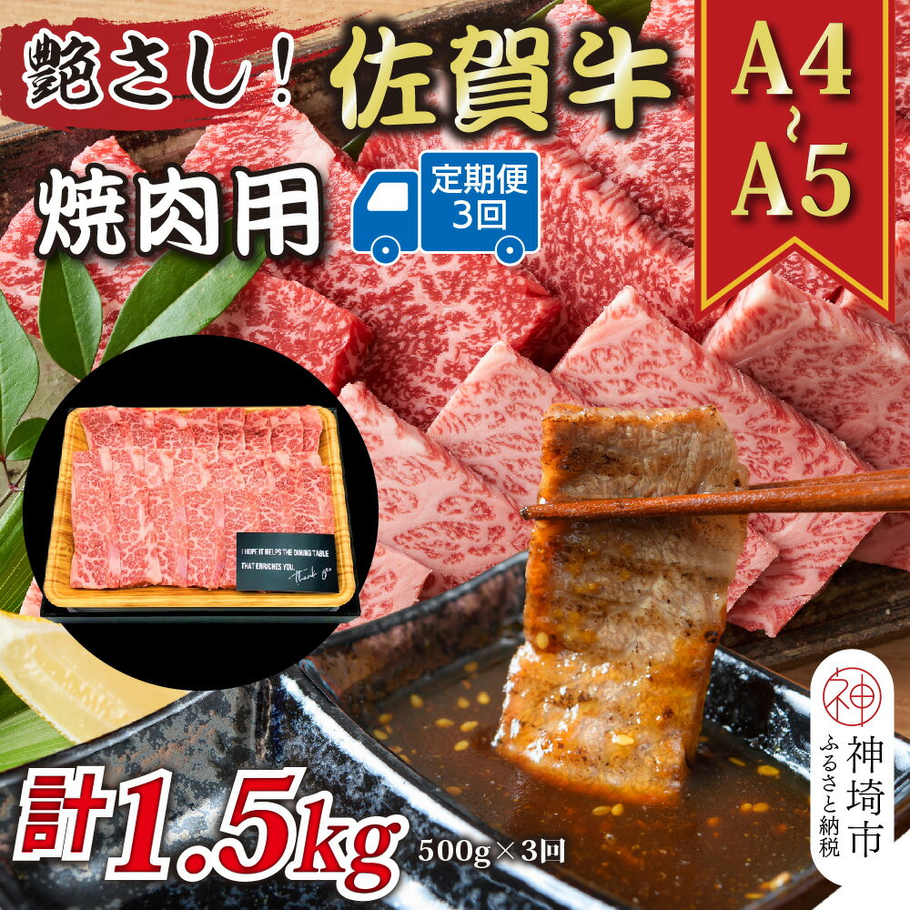 【ふるさと納税】【3か月定期便】艶さし！【A4～A5】佐賀牛焼肉用 500g×3回【肉 牛肉 ブランド牛 黒毛和牛 ふるさと納税】(H112166)