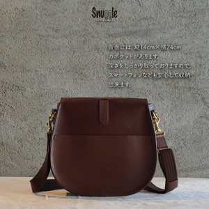 【4パターン展開】 アリーチェ　クロスボディー 【チョコ】  革小物　ハンドメイド　手縫い　一点物　革カバン　トートバッグ　レザートート　スナッグルレザー ツイード×ナイロン