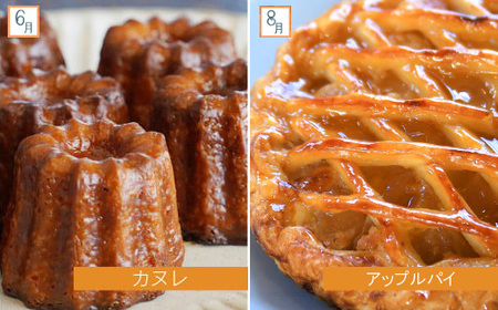 定期便 6回 季節 スイーツ お楽しみ 2ヶ月 1回 ガトーショコラ 焦がし バームクーヘン 藻塩 もしお ロール ケーキ アップル パイ モンブラン カヌレ 洋 菓子 パティスリー ジュテーム ギフ