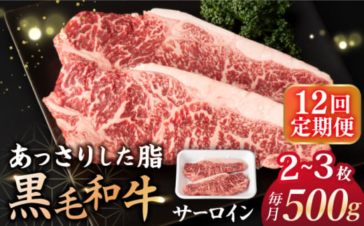 【12回定期便】【赤身本来のコクと旨味！】 長崎県産黒毛和牛 サーロインステーキ 500g（2～3枚） 和牛 牛 牛肉 サーロイン ステーキ 牛ステーキ  ＜宮本畜産＞ [CFA033]