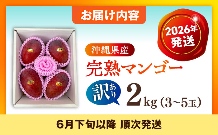 【優良賞受賞】沖縄県産 完熟マンゴー 優品 2kg (4～6玉) マンゴー 沖縄 果物 フルーツ ギフト 沖縄市 / MAIFARM [BCAN004]