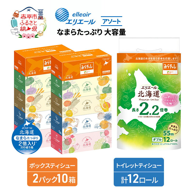 【ふるさと納税】エリエール 収納に便利 コンパクト 〈アソート〉 なまら たっぷり 大容量 トイレットペーパー ティッシュ トイレ ボックスティッシュ 単品 定期便 ひとり暮らし 紙 備蓄品 日用品 生活必需品 《入金翌月から出荷開始》