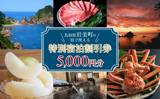 岩美町限定 特別宿泊割引券（5,000円分）宿泊 宿泊券 割引券 鳥取 チケット【61002】