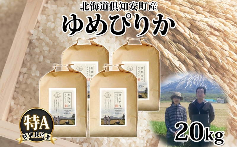 北海道 倶知安町産 ゆめぴりか 特別栽培米 精米 5kg×4袋 計20kg 米 特A 白米 お米 道産米 ブランド米 契約農家 ごはん 炊き立て ご飯 もちもち 国産 人気 お取り寄せ ギフト 贈り物 備蓄 保存 おまとめ買い ショクレン 送料無料 倶知安 