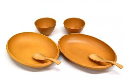 こもれび 木目調プレート&マルチボール＆スプーンNAセット【TN97】