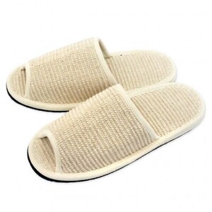 スリッパ インドコットンLLサイズ ベージュ つま先滑り止め付き【1676618】