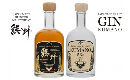 JAPANESE CRAFT GIN 熊野 クラフトジンとJAPAN MADE BLENDED MALT WHISKY 熊野 計2本セット【prm021A】