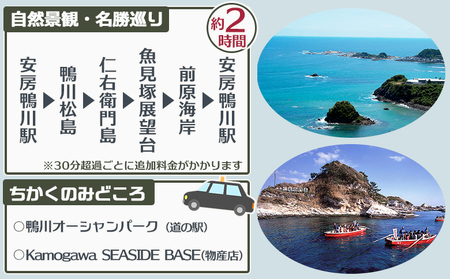 【千葉県鴨川市】観光タクシー貸切利用券 ３時間（定員４名／１台）　[0078-0002]