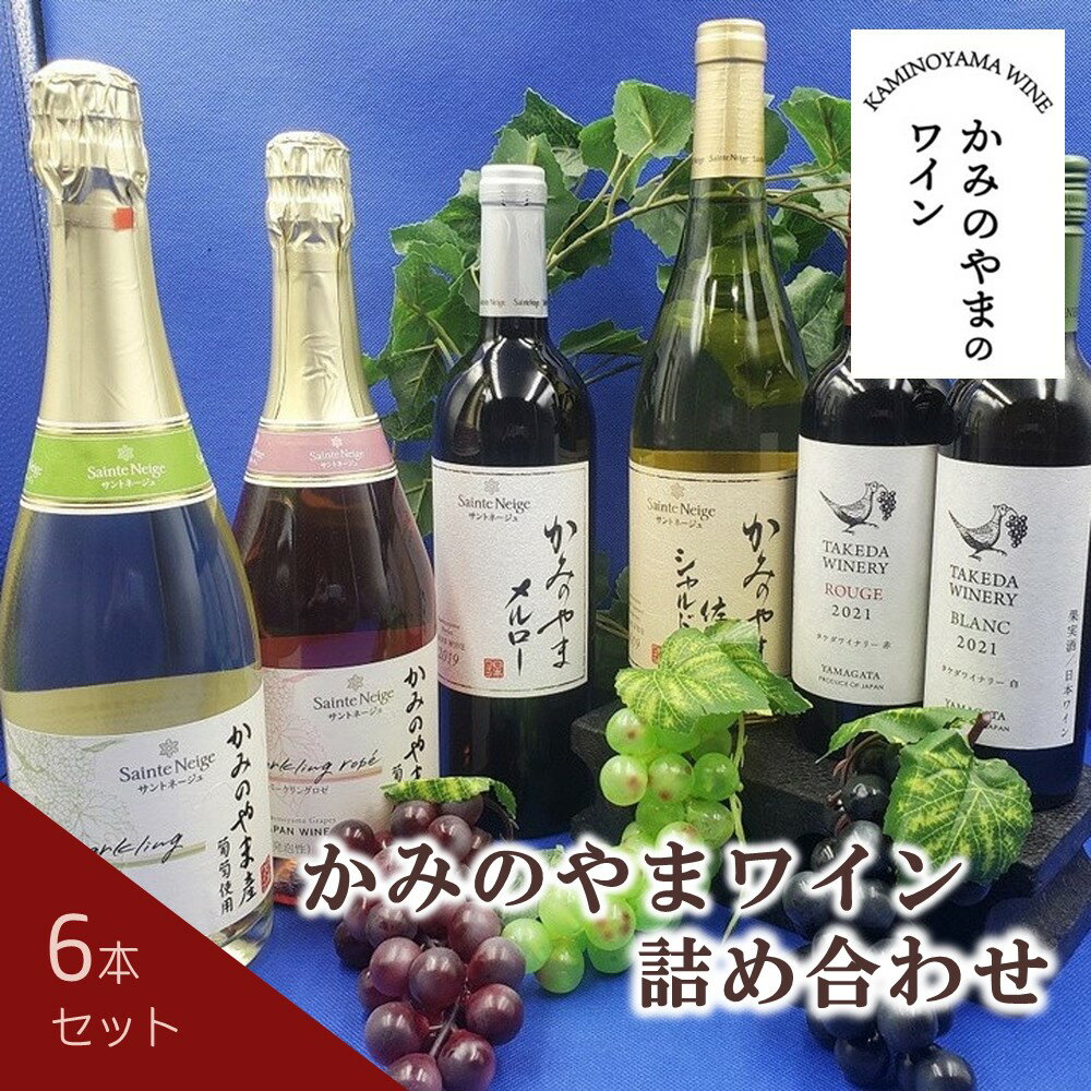 【ふるさと納税】かみのやま ワイン 詰め合わせ 6本 セット ワイン スパークリングワイン 白ワイン 赤ワイン サントネージュ お取り寄せ 産地直送 送料無料 山形県 上山市 0141-2612