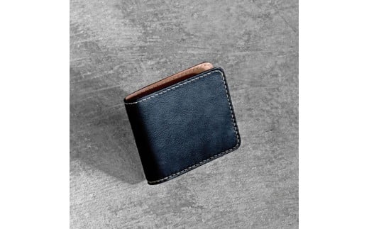 栃木レザー使用｜やわらか本革二つ折り財布｜Half wallet 02C｜ブラック｜minca（全7色）