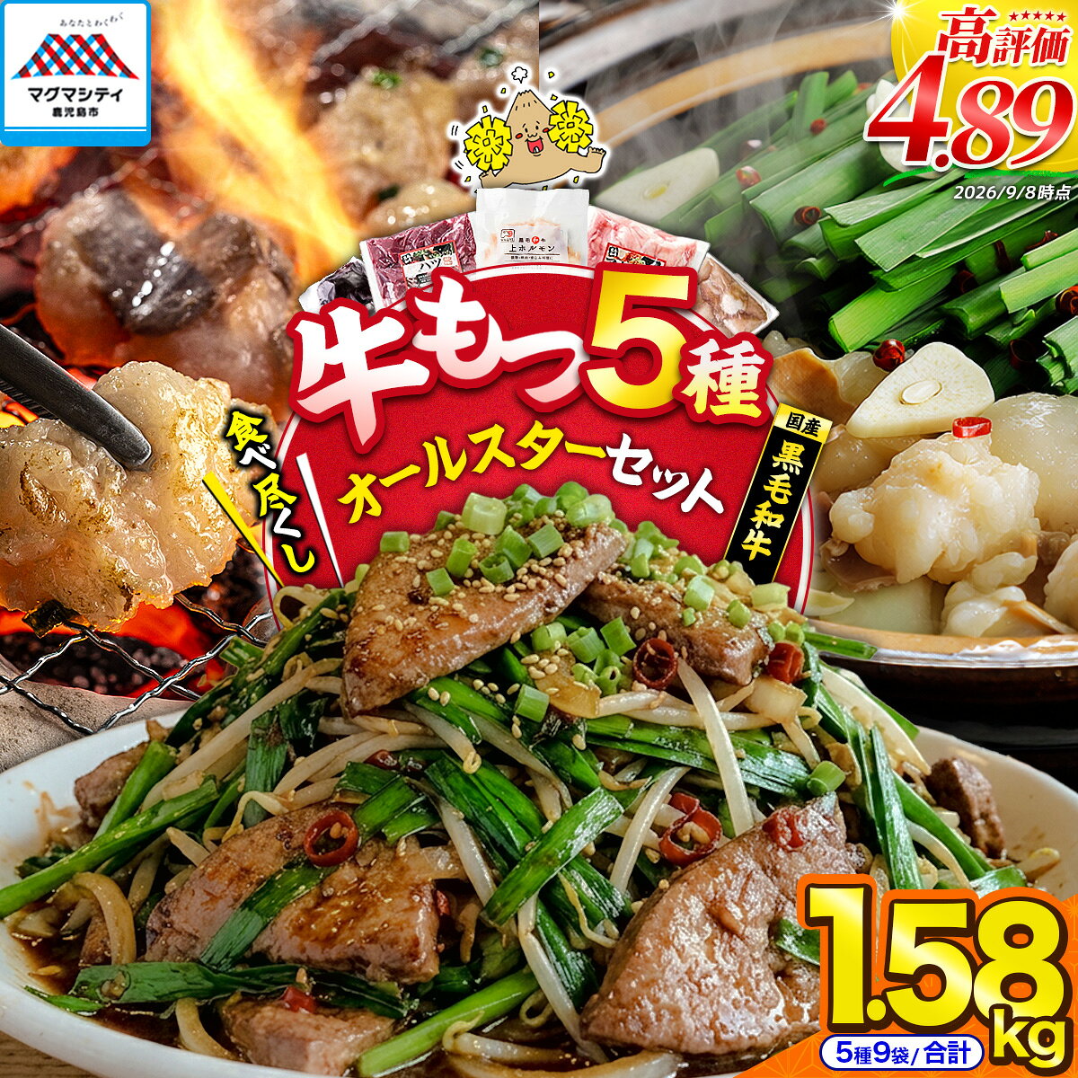 牛もつ 食べ尽くし ！ オールスターセット 送料無料 鹿児島市 九州 特産品 地域の品 お礼の品 鮮度抜群 国産 黒毛和牛 もつセット ホルモン 小腸 丸腸 ハツ レバー アカセン テール モツ 焼肉 BBQ 旨み 小分け 食べきりサイズ 食べ比べ お取り寄せ グルメ