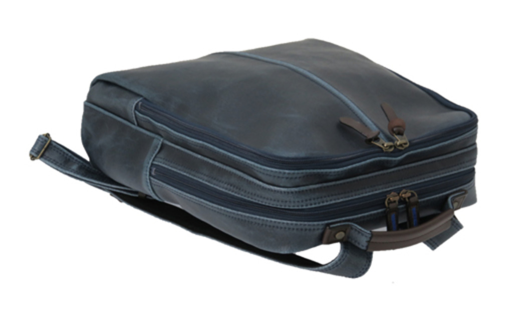 レトロリュック (No.4990-60) ネイビー / 木和田 リュック リュックサック 2層式 仕分け収納 白化合皮 ポケット ペットボトルホルダー 高級 かばん カバン バッグ 鞄 手作り メンズ