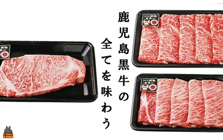 《年末配送！》 和牛日本一獲得 5等級 これが!!鹿児島黒牛 サーロインステーキ＆2種の霜降り「すき焼き」（サーロイン400g（200g×2P）＆リブロース300g＆カタロース300g) ( 12月配
