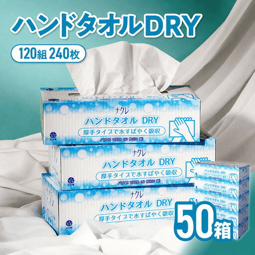 【ふるさと納税】ナクレ ハンドタオル DRY 日用品 50個 (5箱組 240枚120組） ペーパー ハンドペーパー キッチンペーパー ペーパータオル キッンタオル タオル 紙 厚手 ティッシュ 岩手 金ケ崎 送料無料 まとめ買い 国産