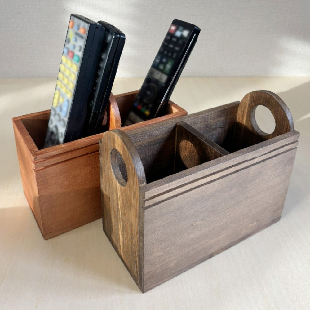 ティッシュボックス 小物入れ セット 木製 柿渋 ｜ ティッシュケース ティッシュカバー ティッシュホルダー リモコンラック リモコンケース リモコンスタンド リモコン立て ペンスタンド ペン立て 収