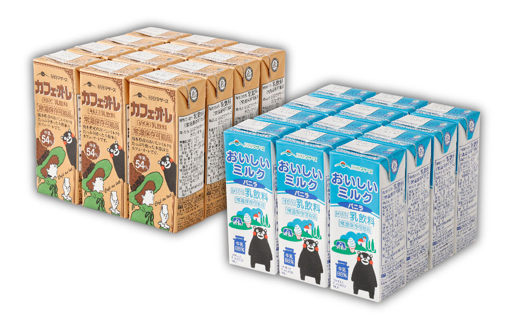 【3か月連続定期便】 カフェオレ200mlとおいしいミルクバニラ200ml 各12本ずつ（計24本）×3回 計72本