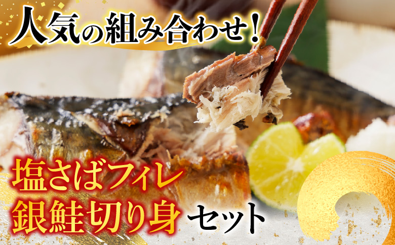 ＜12月14日決済分まで年内配送＞[個包装]塩さばフィレ1枚×8P＆塩銀鮭切り身1切×10P A-09042