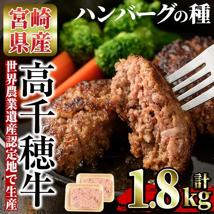 高千穂牛 ハンバーグの種(計1.8kg・900g×2P)【MT006】【JAみやざき 高千穂牛ミートセンター】