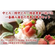 中とろ・特中とろ・特赤身食べ比べと一番摘み海苔で楽しむ手巻き寿司セット03-12【複数個口で配送】