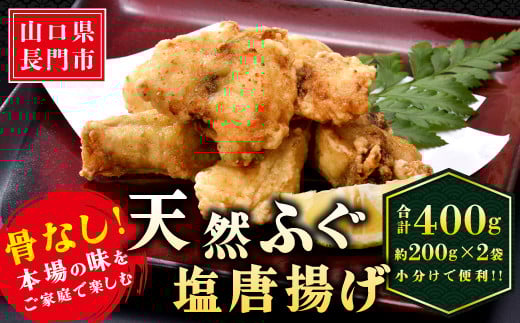 骨なし天然ふぐ塩唐揚げ 合計400ｇ【フグの唐揚げ ふぐ 唐揚げ フグ 河豚 骨なし からあげ 】