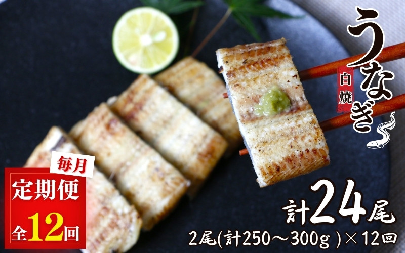 
【12カ月定期便】うなぎ白焼き2本セット×12回 / 和歌山 田辺 うなぎ 鰻 白焼き うな丼 うな重 国産 鰻丼
