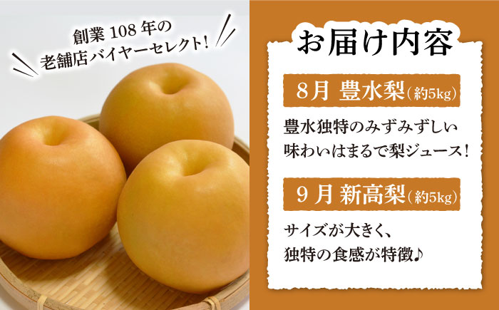 【2024年8月〜発送】【2回定期便】南島原市産！梨 食べ比べ / 豊水梨 新高梨 / 南島原市 / ながいけ [SCH046]