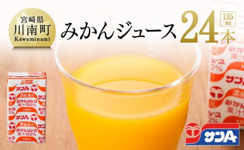 サンA みかんジュース100% 125ml 紙パック24本入り 【 ふるさと納税 飲料 オレンジ ジュース みかん ミカン 温州みかん 紙パック 送料無料 】 [C03041]
