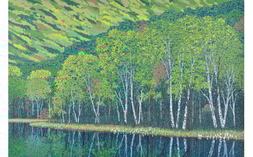 「萌彩」 クリーム額 【埼玉県 東松山市 版画 額付 小川手漉和紙 日本版画会 小暮真望 芸術 美術 風景 自然 バージョン 美しい ギャラリー アーティスト アート ART 芸術 デザイン インテリ