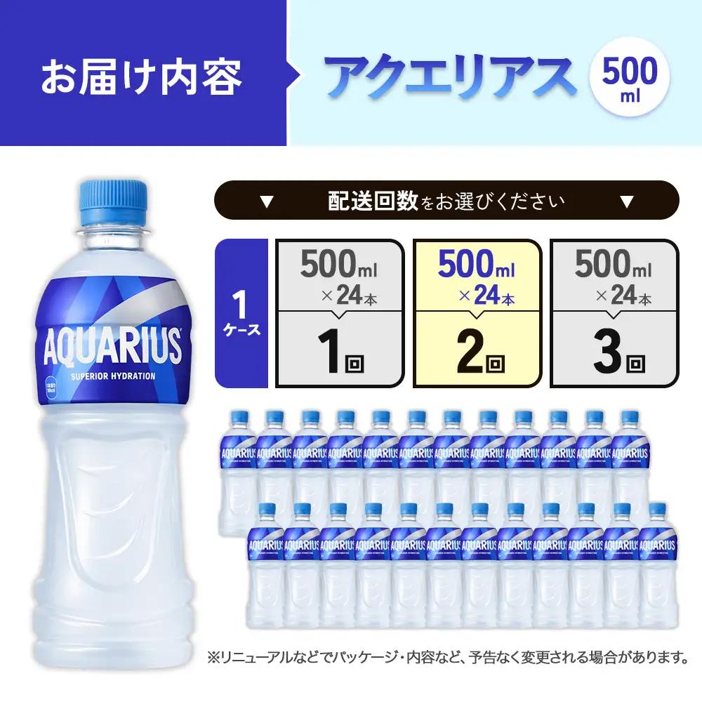 【2回定期便】アクエリアス 500ml PET × 24本 1ケース 毎月 2回 AQUARIUS スポーツドリンク スポーツ飲料 ペットボトル 熱中症対策 水分補給 コカ・コーラ Coca-Cola