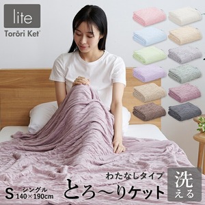 【綿なし】とろーりケット　シングル（グリーン）_とろーりケット シングル 薄手 綿なし 洗える 140 × 190cm バッグ入り とろーり 涼しい 掛け心地 ひんやり 肌ざわり 衛生的 夏 快適 晩春 初秋 ガーゼケット タオルケット 吸湿性 レーヨン 生地 ポリエステル 2層 久留米市 送料無料 〔Qc050-gr〕