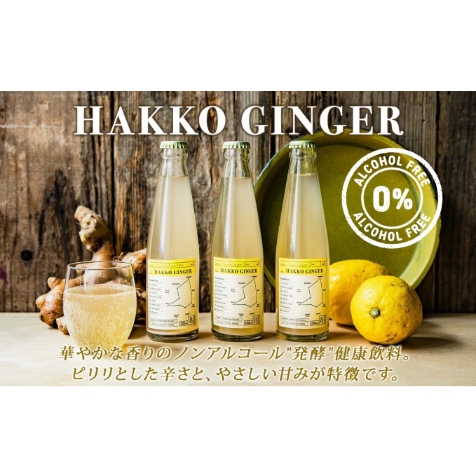 北海道 自家製 ジンジャービア 200ml×6本 HAKKO GINGER 発酵 ジンジャー ビール 生姜 レモン 辛口 ノンアルコール 炭酸 ヘルシー 野菜飲料 野菜ジュース 飲料類 炭酸飲料 _イ