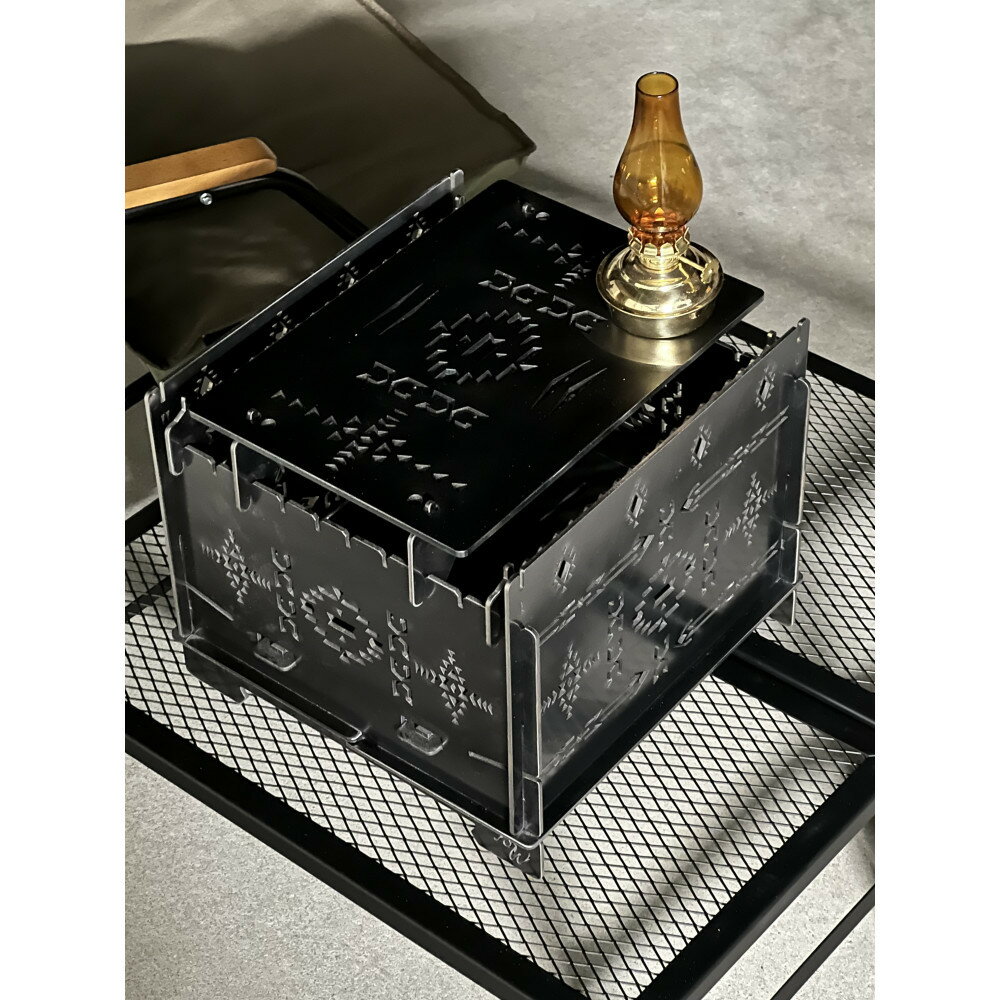 【ふるさと納税】3WAY焚火BOXオルテガ柄 スタンダードセット＋グリル鉄板Lオルテガ柄4.5mm厚（オプション品）