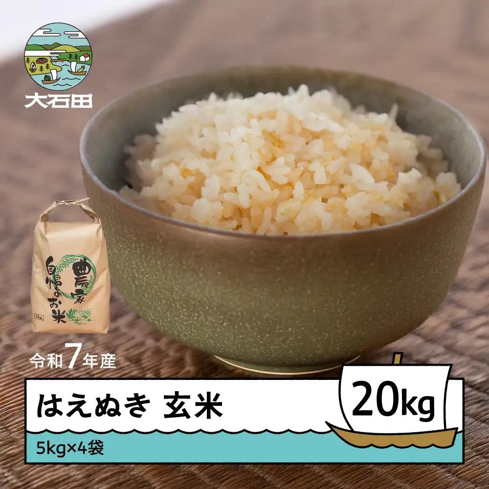 令和7年産 はえぬき  玄米 順次発送 20kg 5kg×4袋 山形県産 ap-hagxa5x4-0