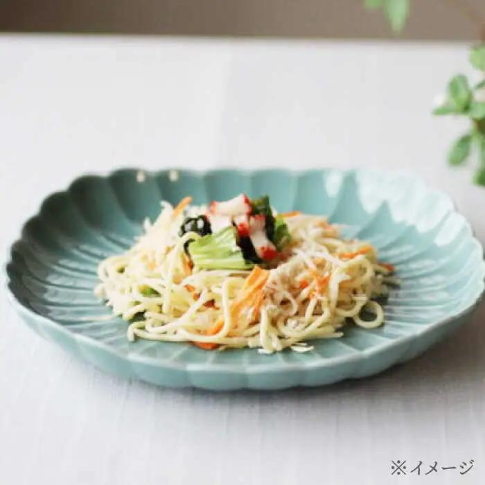 【波佐見焼】四つ菊 大皿 ターコイズブルー 1点【永泉】[MC88]