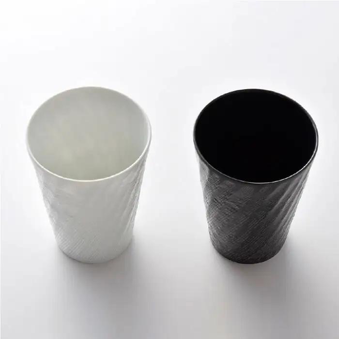 【波佐見焼】砂紋シリーズ 白黒マット 角皿 フリーカップ 朝食セット 食器 皿 【一真陶苑】 [BB41]  波佐見焼