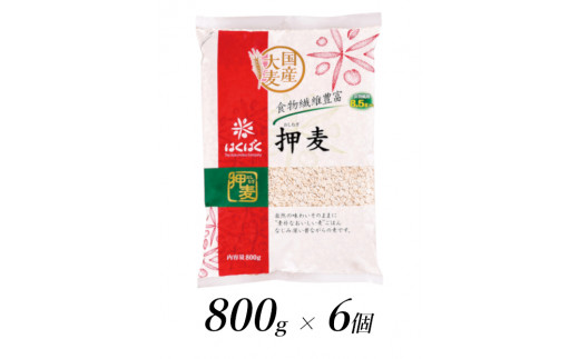 1.1-9-12はくばく　押麦　800gx6個　ALPAN003