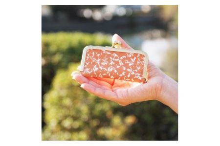 伊予小紋いちよう　がま口小物入れ （ 銀杏 ）｜ ハンドメイド 手仕事 反物