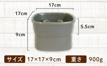 美濃焼　陶器製ペット用フードボウル【早食い防止 高台フードボウル(大/グレー)pet111】【1427448】