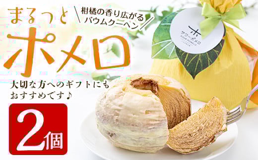 【数量限定】まるっとポメロ 2個（約380g×2個）一層一層丁寧に焼き上げた オリジナル バウムクーヘン！鹿児島県産 サワーポメロ を使用した スイーツ！【A-1633H】