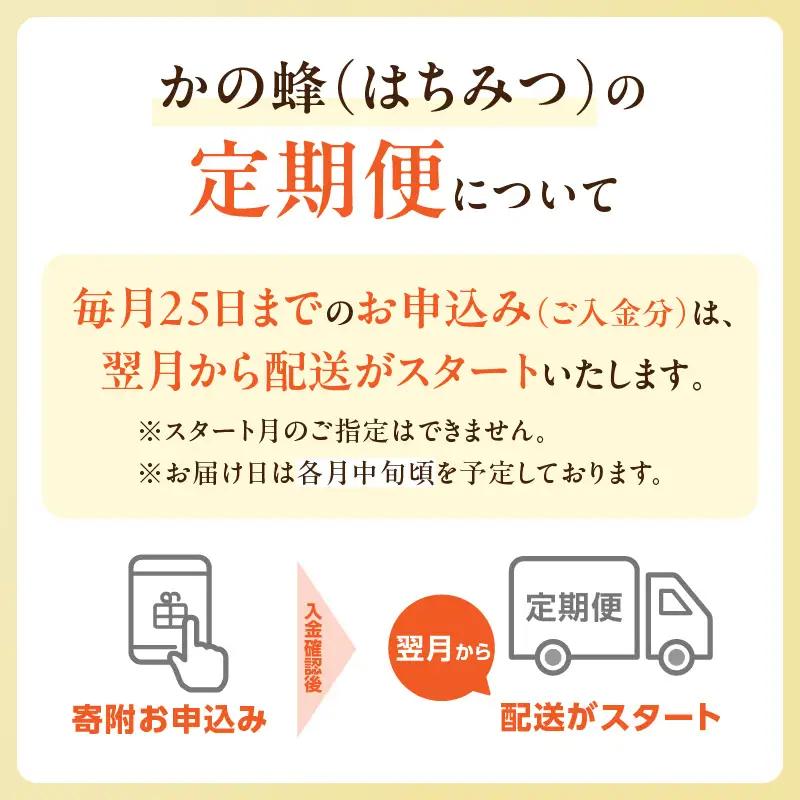 【全3回】 定期便 かの蜂 国産 もち蜂蜜 合計3kg（とんがり容器1kgを毎月1本お届け）　024-T017 